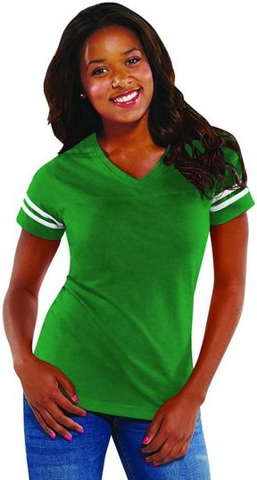 LAT Ladies' 4.5 oz., 100% Cotton Short Sleeve Football Style T-Shirt
